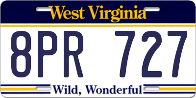 WV license plate 8PR727