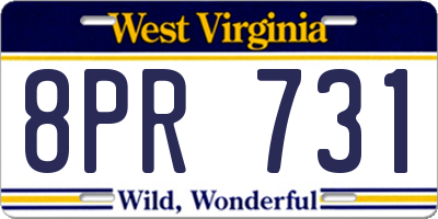 WV license plate 8PR731