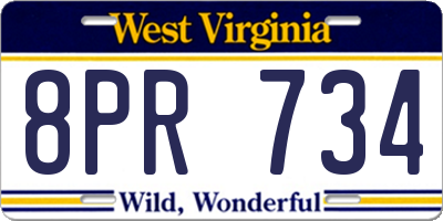 WV license plate 8PR734