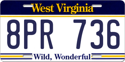 WV license plate 8PR736