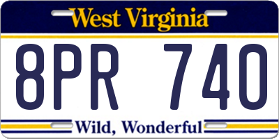 WV license plate 8PR740