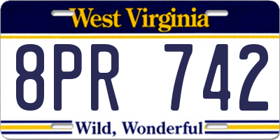 WV license plate 8PR742