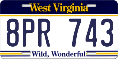 WV license plate 8PR743