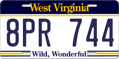 WV license plate 8PR744