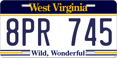 WV license plate 8PR745