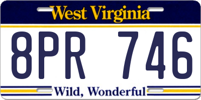 WV license plate 8PR746