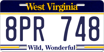 WV license plate 8PR748
