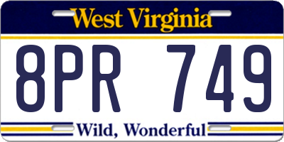 WV license plate 8PR749