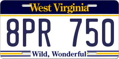 WV license plate 8PR750