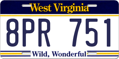 WV license plate 8PR751