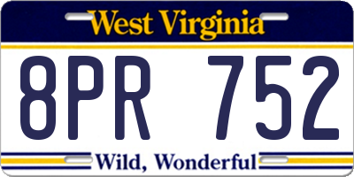 WV license plate 8PR752