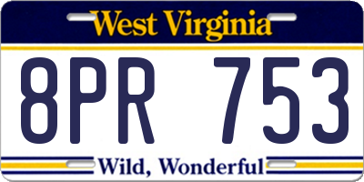 WV license plate 8PR753