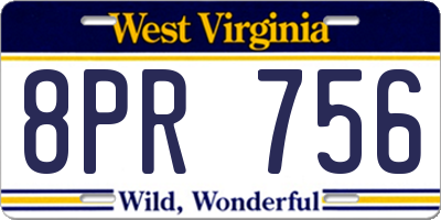 WV license plate 8PR756