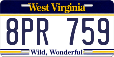 WV license plate 8PR759