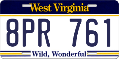 WV license plate 8PR761