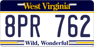 WV license plate 8PR762