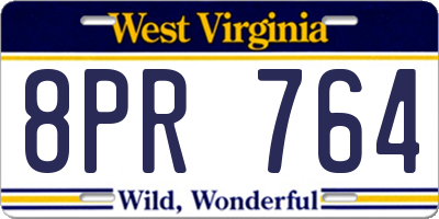 WV license plate 8PR764