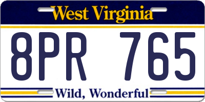 WV license plate 8PR765