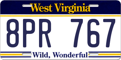 WV license plate 8PR767