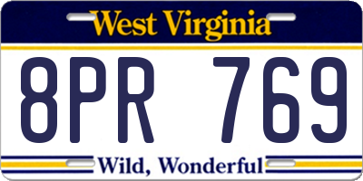 WV license plate 8PR769