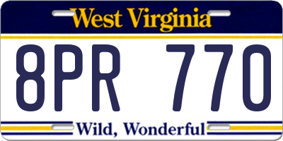 WV license plate 8PR770