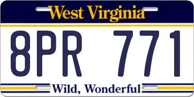 WV license plate 8PR771