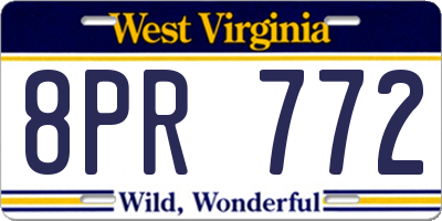 WV license plate 8PR772