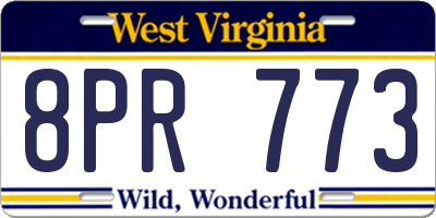 WV license plate 8PR773