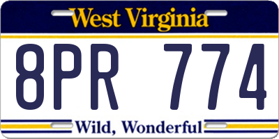 WV license plate 8PR774