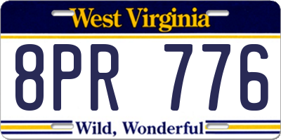 WV license plate 8PR776