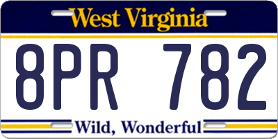 WV license plate 8PR782