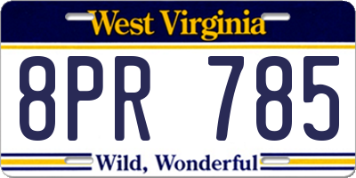 WV license plate 8PR785