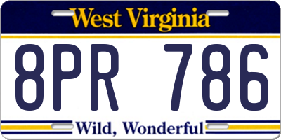 WV license plate 8PR786