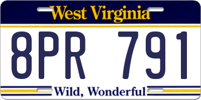 WV license plate 8PR791