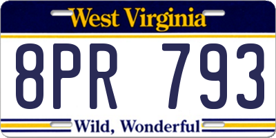 WV license plate 8PR793