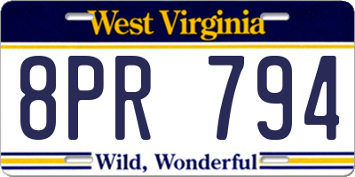 WV license plate 8PR794