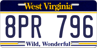 WV license plate 8PR796