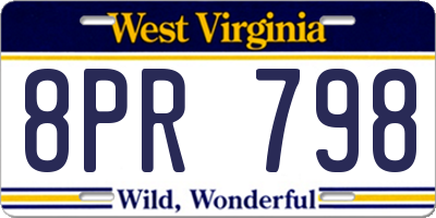 WV license plate 8PR798