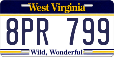 WV license plate 8PR799