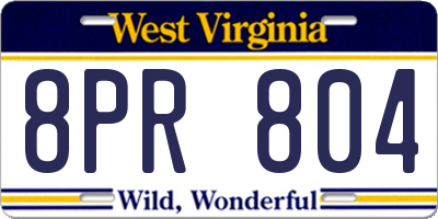 WV license plate 8PR804
