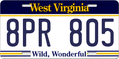 WV license plate 8PR805