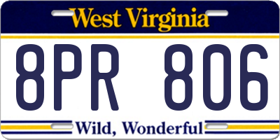 WV license plate 8PR806