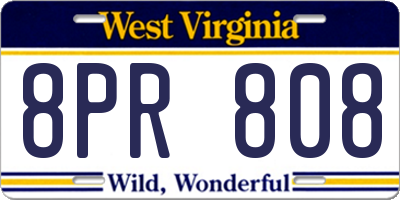 WV license plate 8PR808
