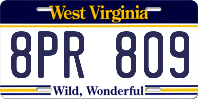 WV license plate 8PR809