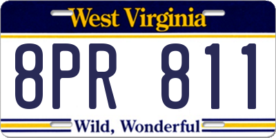 WV license plate 8PR811