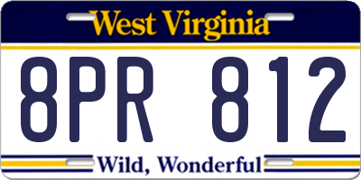 WV license plate 8PR812