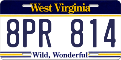 WV license plate 8PR814