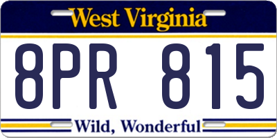 WV license plate 8PR815