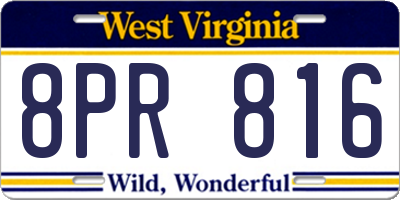WV license plate 8PR816