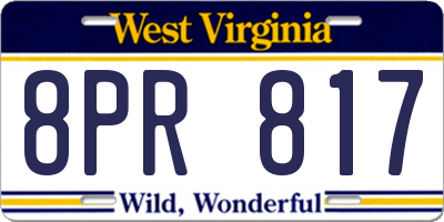 WV license plate 8PR817